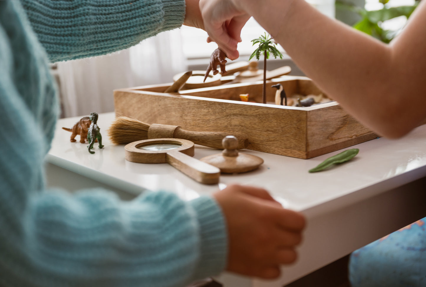 Wooden Sensory Bin with Tools