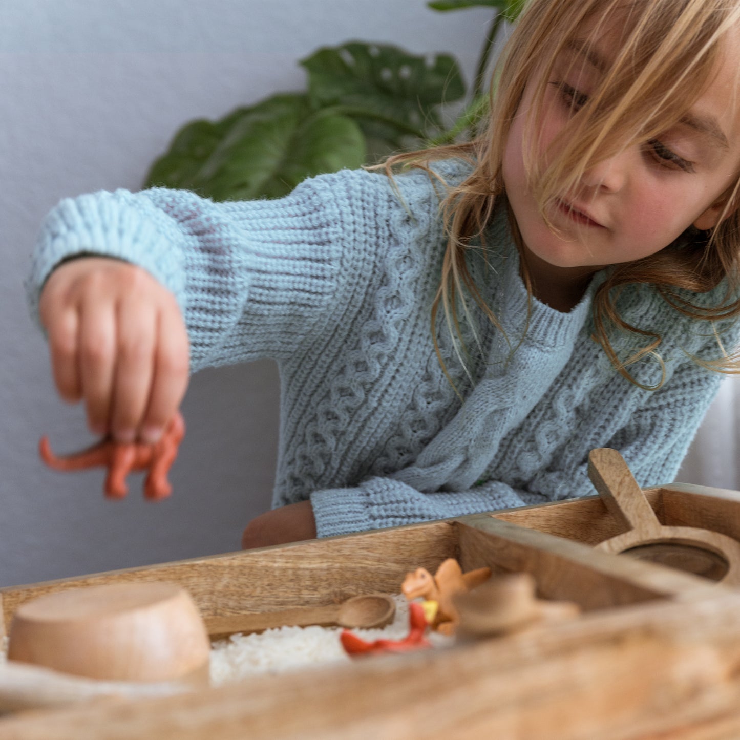 Wooden Sensory Bin with Tools