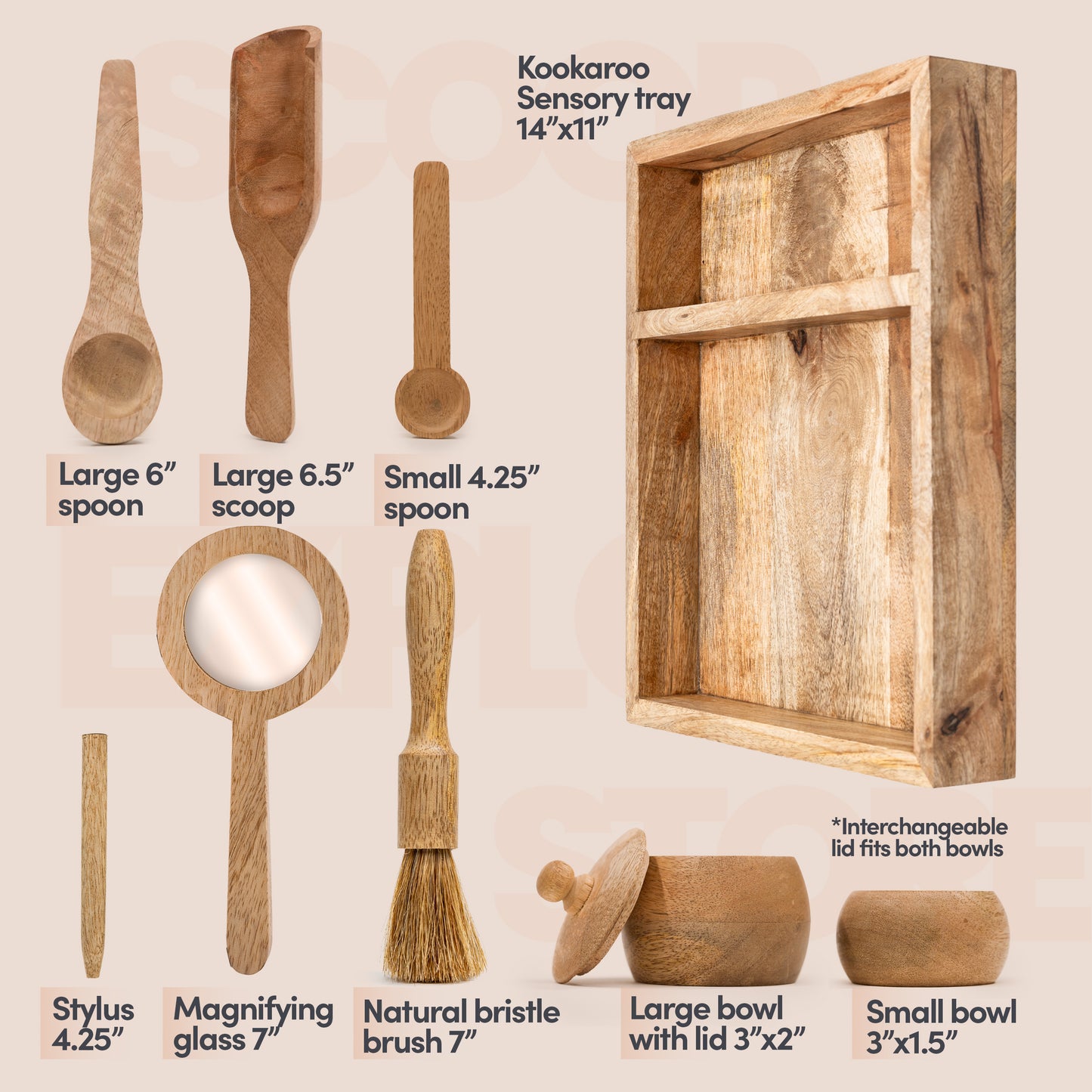 Wooden Sensory Bin with Tools